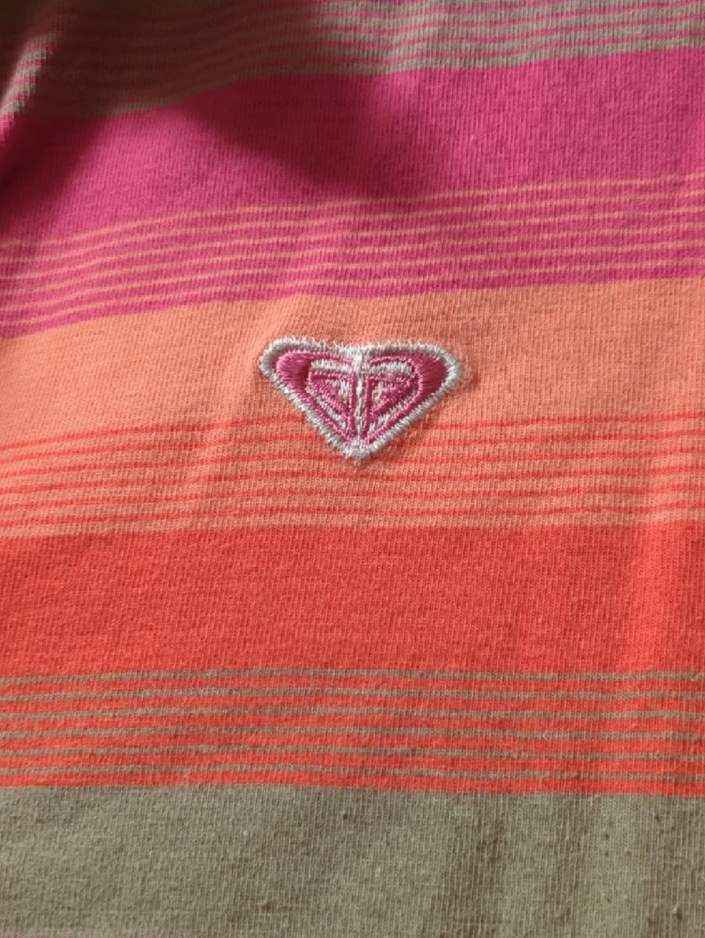 Roxy Striped Polo Shirt in Coral, Pink & Sage with White Collar - Picture 4 of 7